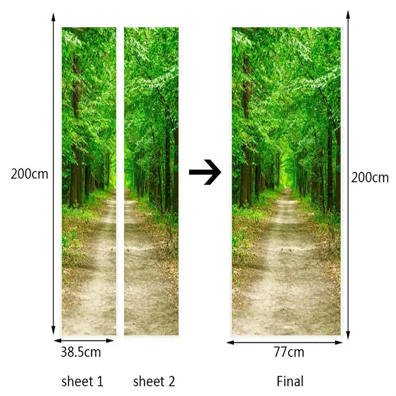 Photo Wallpaper 3D Forest Green Path Mural Living Room Bedroom Door Sticker PVC Self Adhesive Waterproof Home Decor Wall Sticker