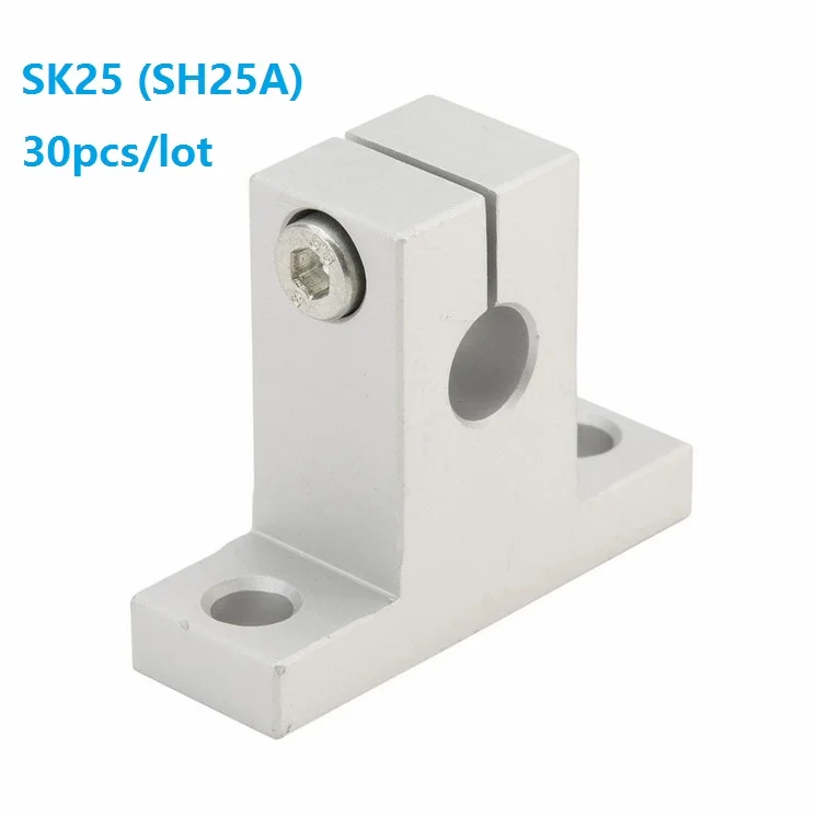 30pcs/lot SK25 SH25A inner diameter 25mm shaft Linear rail shaft support bearing XYZ Table CNC router 3D printer parts