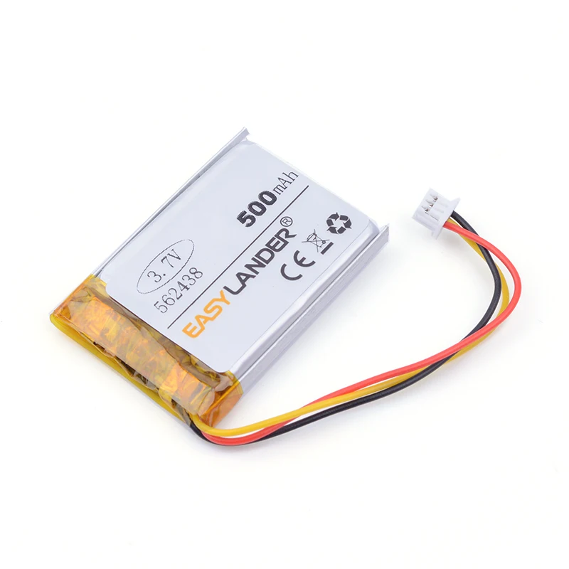 JST1.25mm 3pin 3.7V 500mAh 562438 Rechargeable Lithium Li-ion Polymer Battery for mp3 mp4 DVR Sho-me Combo 1 Shome A1