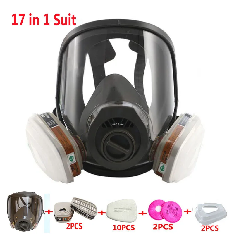 Double Use Satety Respirator Mask 17 In 1 Suit Painting Spray Gas Mask Same For 3M 6800 Industry Dust Gas Mask with 3M Filter