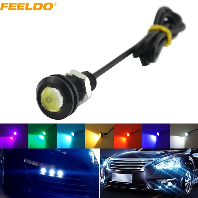 FEELDO 1pc Power 3W Lens Ultra-thin 18mm Car LED Eagle Eye Tail light Backup Rear Lamp DRL Light 7 Colors #CA1020