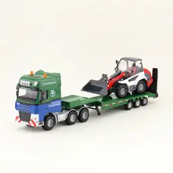 Simulation flatbed trailer and bulldozer truck model,hot sale 1:50 construction vehicles,finale children's toys,free shipping