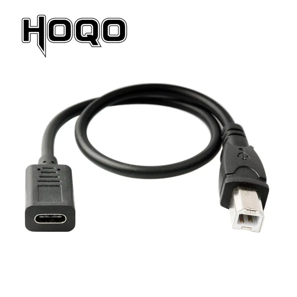 USB-C Female to USB B Male Pinter Cable USB 3.1 Type C Male Connector to USB 2.0 B Type Male Data Converter for Macbook Pro Air