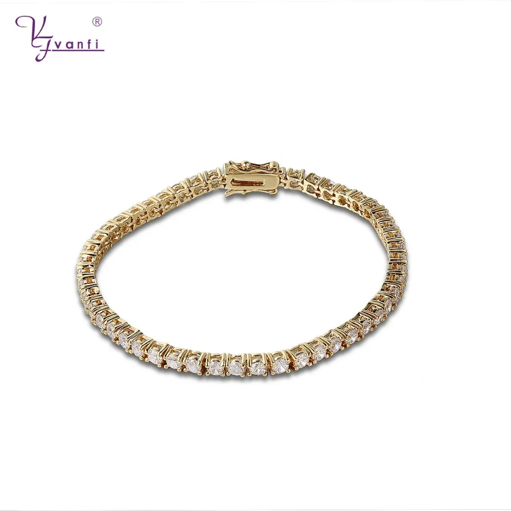 

Kfvanfi New Luxurious European Round Cut Romantic White AAA Cubic Zirconia Bride Copper Brass Tennis Bracelet For Women Gift