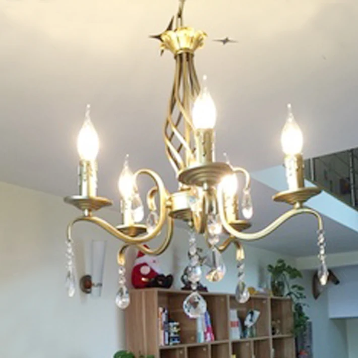 

For Foyer living room bedroom dinning room use matt 5 arms candle lamp Golden chandelier light