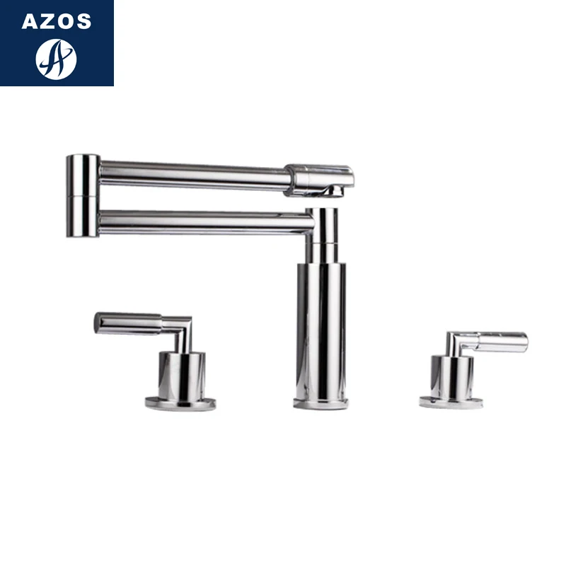 Azos Split FaucetSoft Wash Basin Brass Chrome Cold and Hot Switch  Shower Room Basin Bathroom Cabinet Double Handle Three Holes