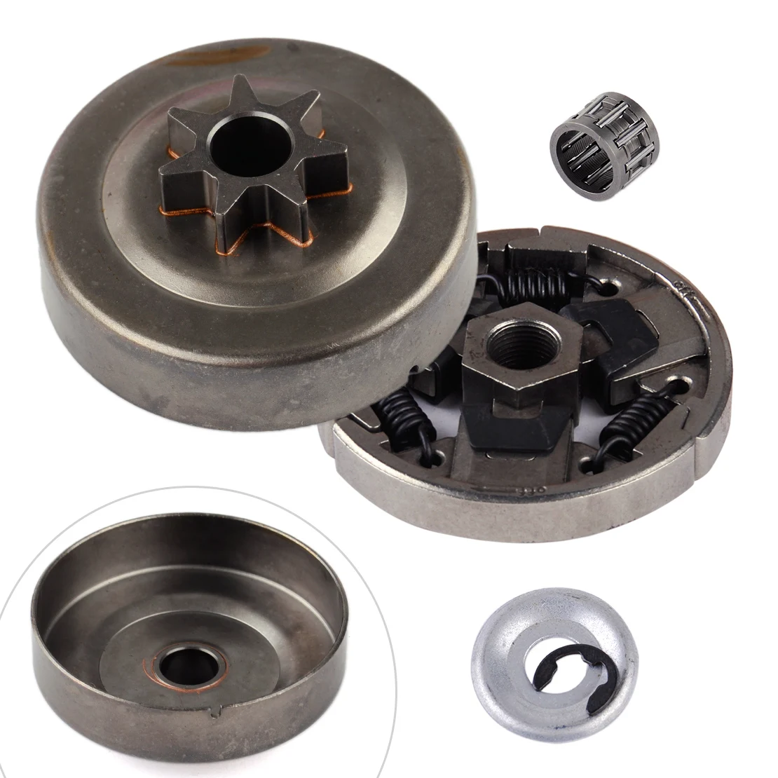 

LETAOSK High Quality 7T Clutch Drum Sprocket Bearing Washer E-clip Fit for Stihl 026 MS260 024 MS240 Chainsaws