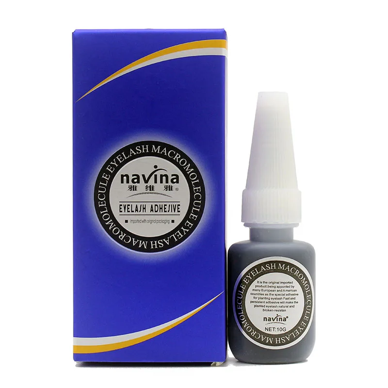 1PC Navina Good Quality Professional Makeup Eyelash Glue for False Eye Lashes Extension Beauty Kit Black Glue with Blue Box