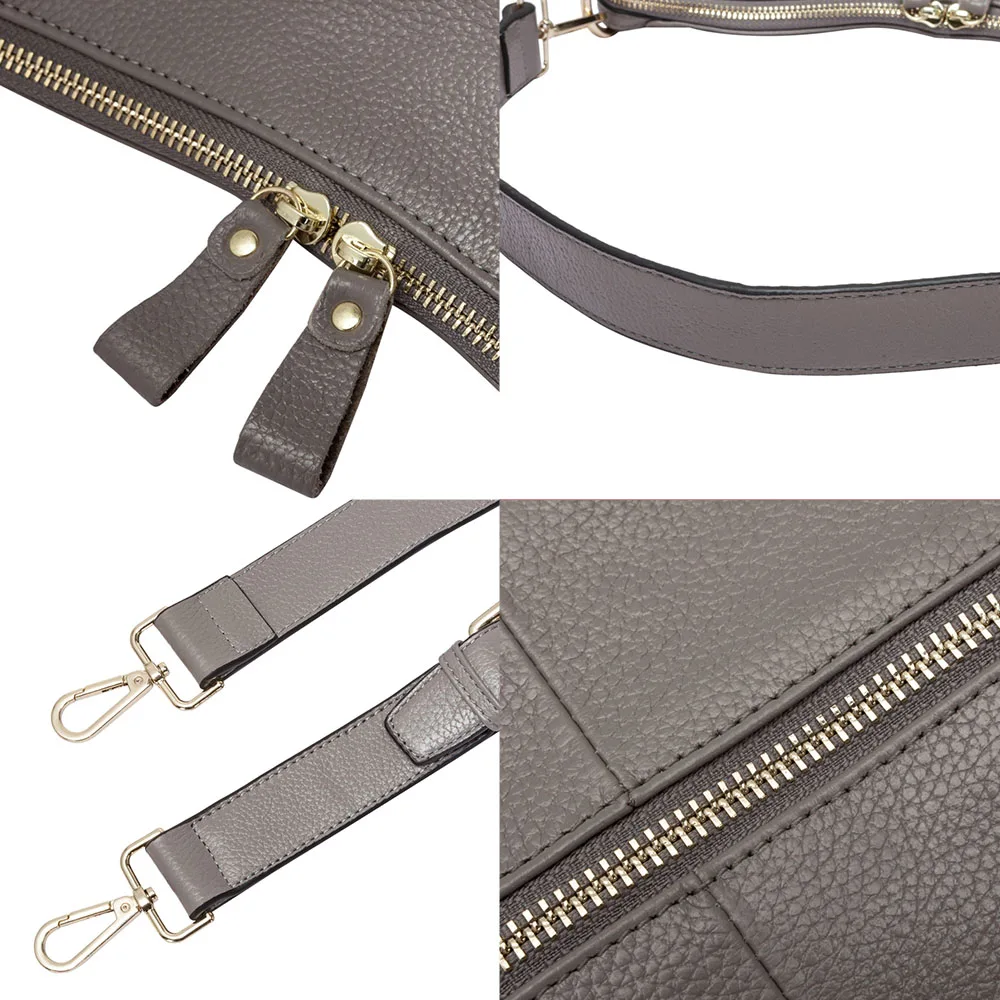 Zency New Style 100% Genuine Leather Handbag Fashion Grey Women Shoulder Bag Female Messenger Crossbody Purse Lady Casual Tote