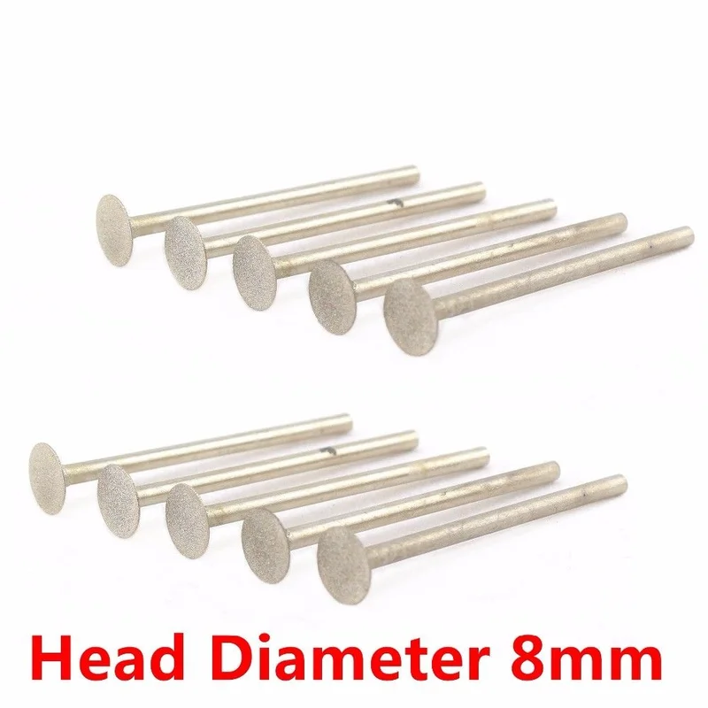 10 Chiếc 1-8Mm Siêu Mỏng T Kim Cương Đầu Mài Xoay Bit Burrs Gắn Điểm ILOVETOOL