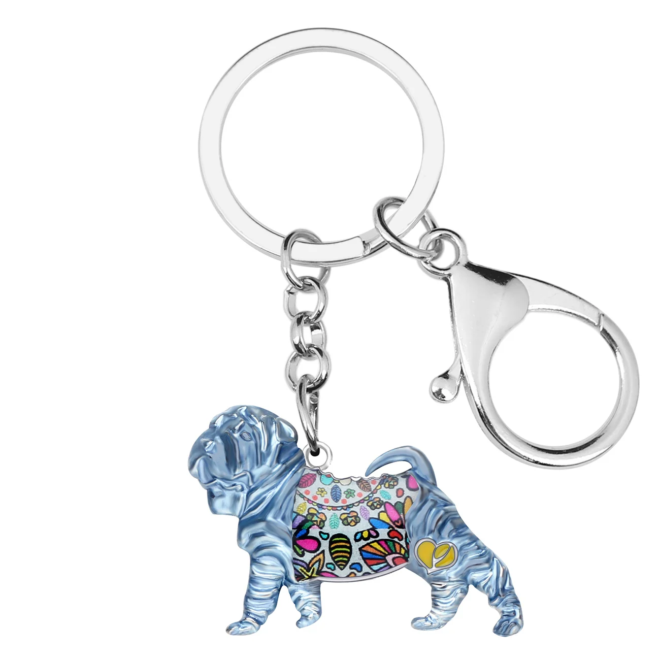 Bonsny Enamel Alloy Chinese SharPei Dog Keychains Key Chains Ring Cute Animal Jewelry For Women Girls Gift Bag Charms Pendant