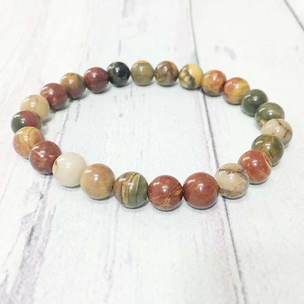 MG0355 Genuine Picasso Jasper Bracelet Natural Stone Handmade Bracelet Meditation Wrist Mala Divine Feminine Bracelet