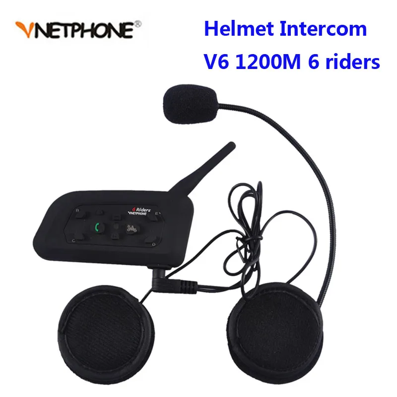 Vnetphone 3pcs V6 Motorcycle Helmet Bluetooth Headset Intercom 6 Riders 1200M Wireless Intercomunicador BT Interphone