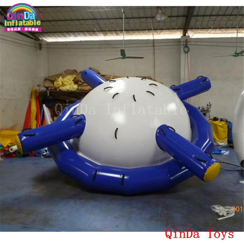 Free Air Pump Human Rides Spinner Gyroscope ,inflatable Rocking Saturn With Anchro Ring For Water Park