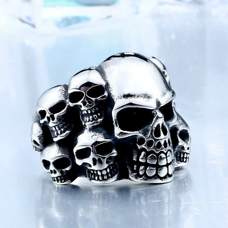 BEIER Fashion Stainless Steel Man\'s Rings From China Biker Punk Lots Of Skull Jewerly BR8-079