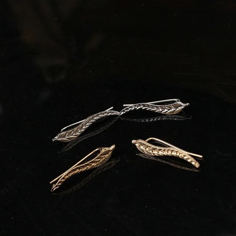 Women's Fashion Jewelry Silver Girl's Gold Earrings Wax Sweep Wrap Lady's Climber Leafs Ear Stud Earrings Bijoux  Branch