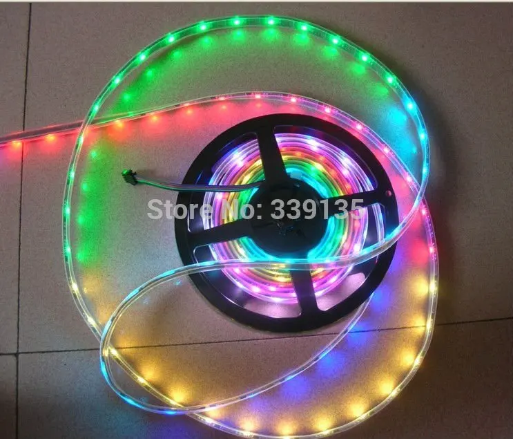 

Promotion 32LEDs 32IC WS2801 digital led strip light;32leds/m with 32pcs WS2801 IC,DC5V, Black PCB, Waterproof silicon tube IP67