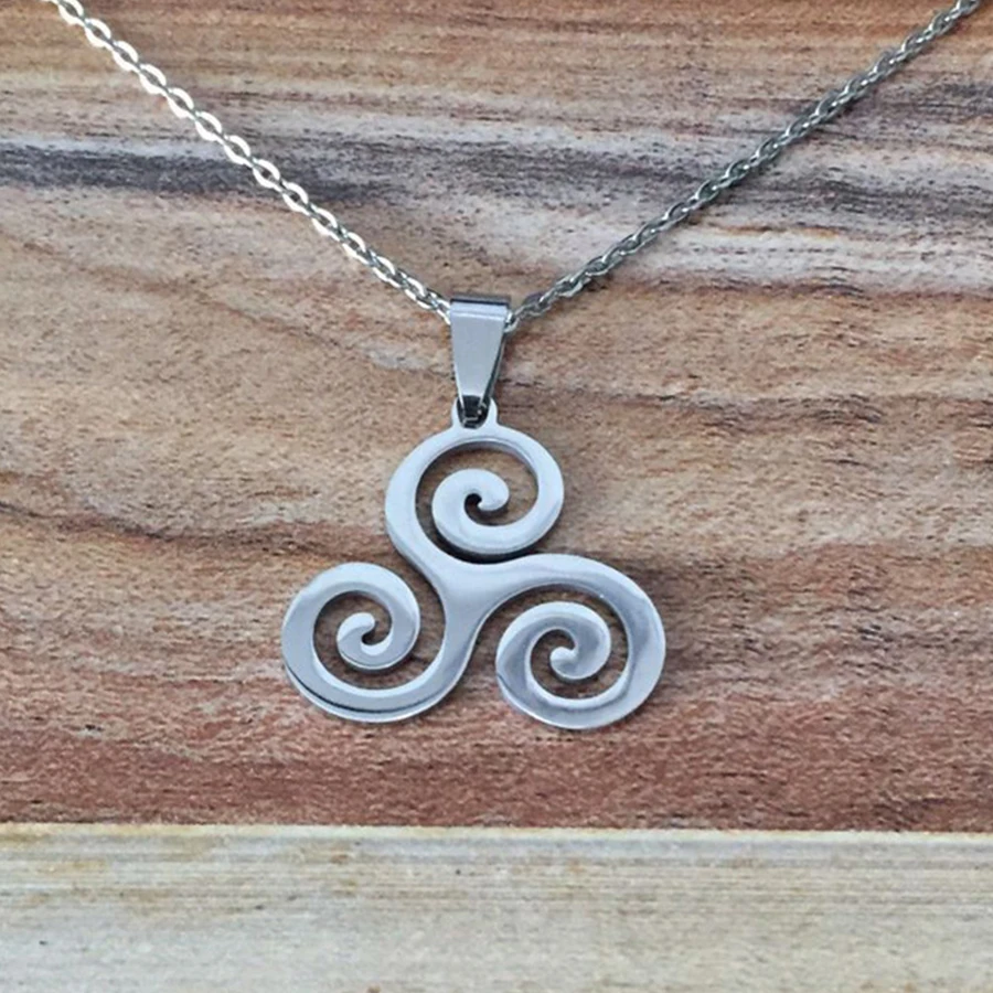 HOBBORN Trendy Teen Wolf Women Necklace Stainless Steel Triskele Triskelion Allison Argent Men Pendants & Necklaces Jewelry Gift