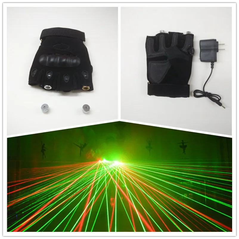 Wholesale Hot Selling Popular Laser Dancing Party Laser man show Gloves with 532nm 2 Pcs Red Green Lasers Free Shipping