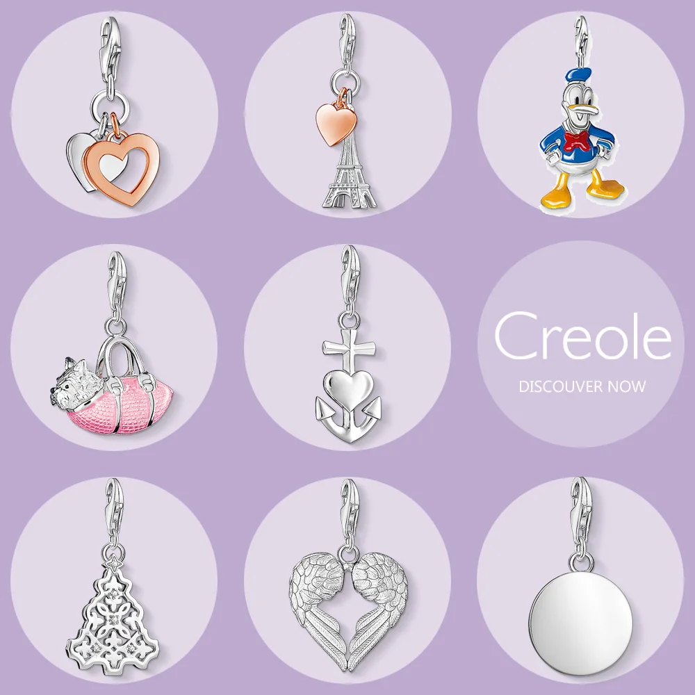 Colgante de plata de ley 2019 con forma de corazón, Torre Eiffel, pato, perro, fe, esperanza, amor, árbol de Navidad, alas, disco, joyería de moda, regalo 925