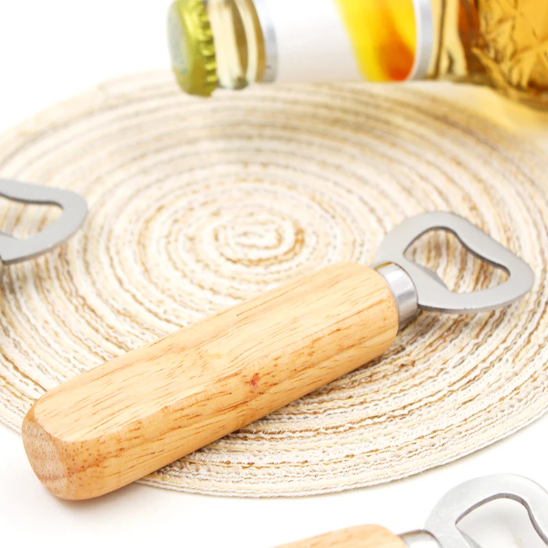 Kitchen Bottle Opener with Wooden Handle, Beer Openers, Bar Tools, Soda Beer Bottle Cap Opener, Wine Bottle Opener Tool