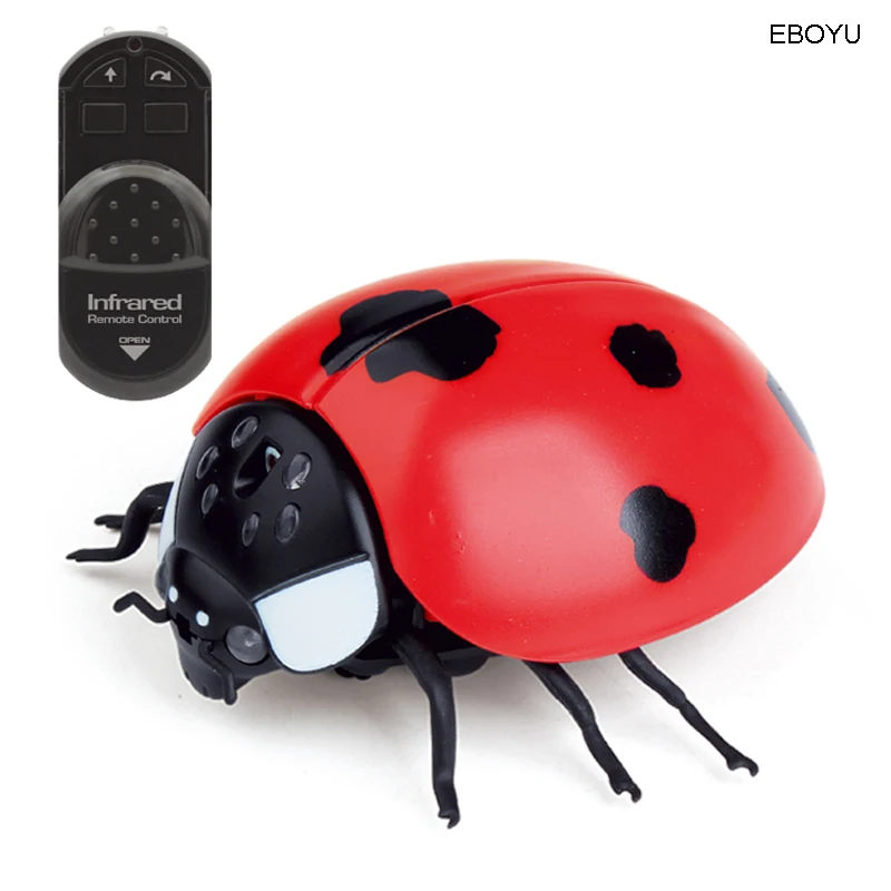 EBOYU Infrared RC Ladybird Kids IR Remote Control Ladybug Realistic Fake Ladybug Animal Toy Funny RC Prank Joke Scary Trick Toy