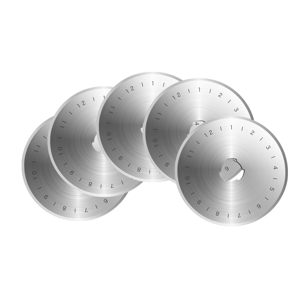 Lames de coupe rotatives, 45MM, 5 pièces, pour Patchwork, recharge circulaire, pour tissu, cuir, papier, rouleau, artisanat, matelassage en acier