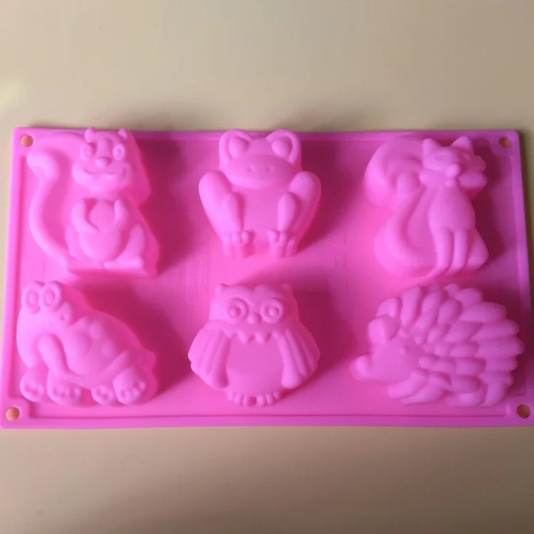 6 cavity animal Hedgehog tortoise fox shape silicone mold fondant cake decoration mold ice mold resin clay craft mold DIY tool