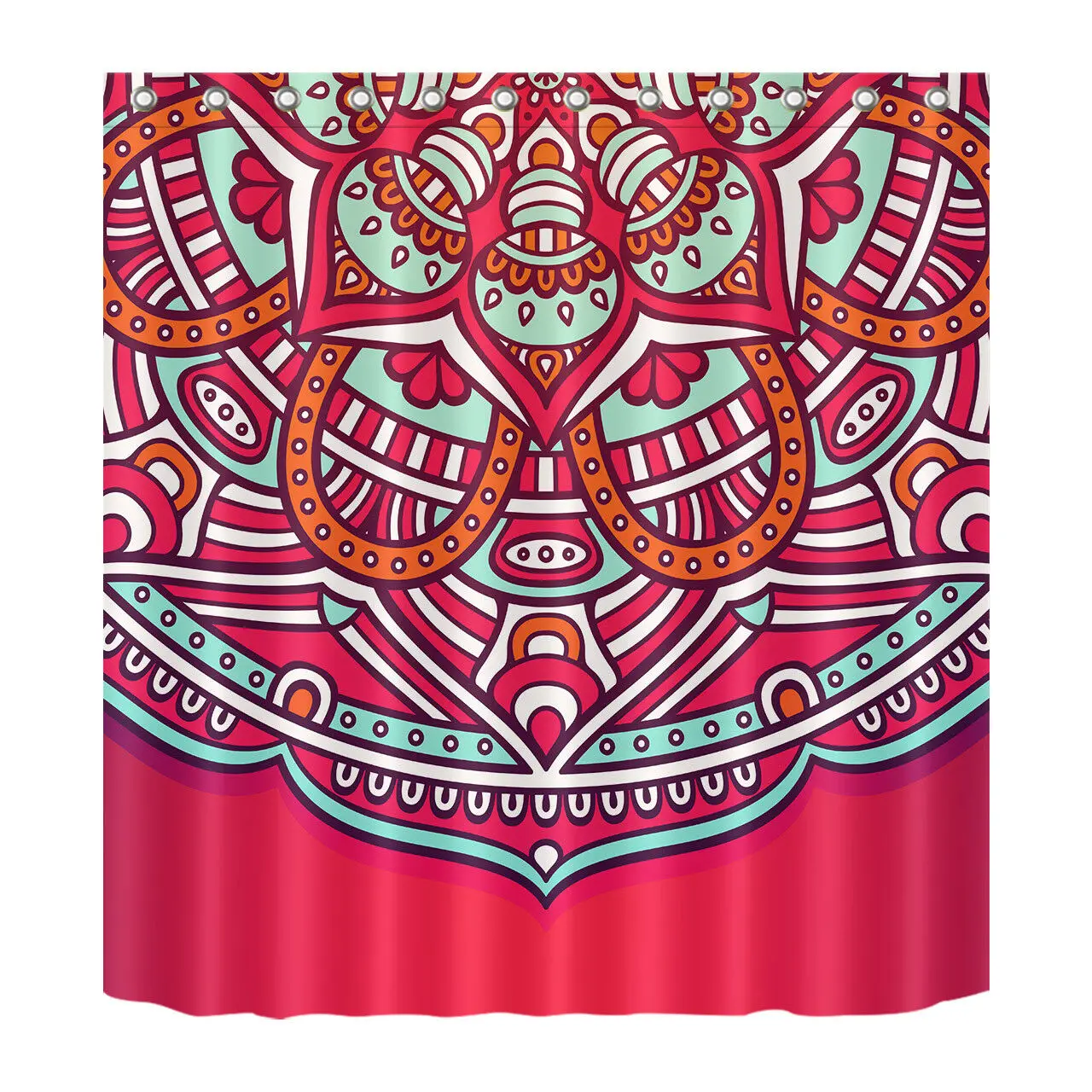 Red Islam Mandala Mildew Waterproof Bathroom Shower Curtain