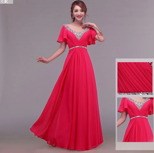 Barato novo 2016 formal bandagem rendas até vermelho longo beading chiffon com decote em v baile de formatura vestido de festa vestidos longo vestido de noite