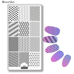 1Pc Rectangle Stamp Plate Line Net Dot Circles stripe Design Nail Art Tmeplate Manicure Nail Stamping Image Plates for Nails C43