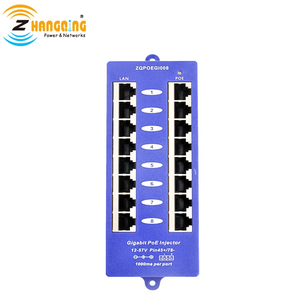 Free Ship Mode B Security Gigabit 8 Port PoE Injector 802.3af PoE Patch Panel Networking PoE injector For MikroTIK, CCTV Camera