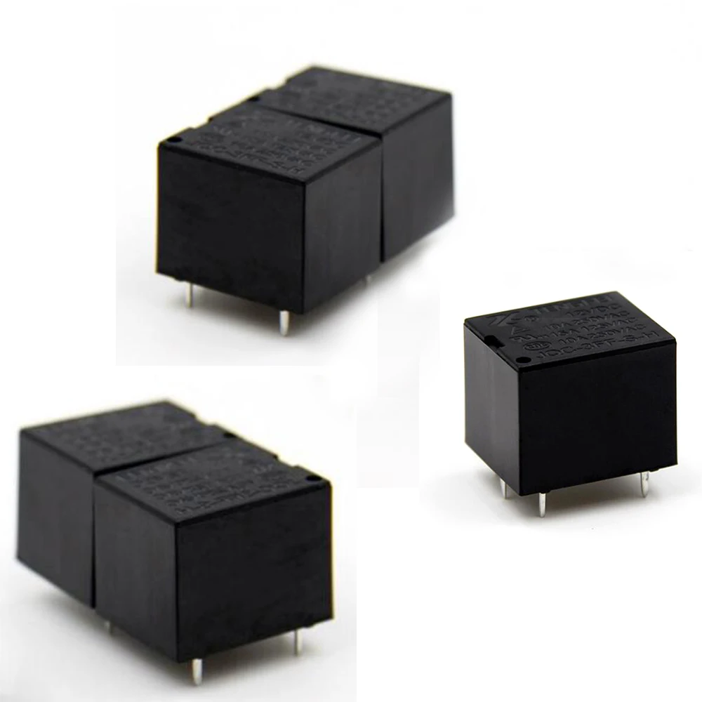 5PCS T73 Small Normally Open Black Electromagnetic Relay 12V 4 Pins 10A JQC-3FF-S-H