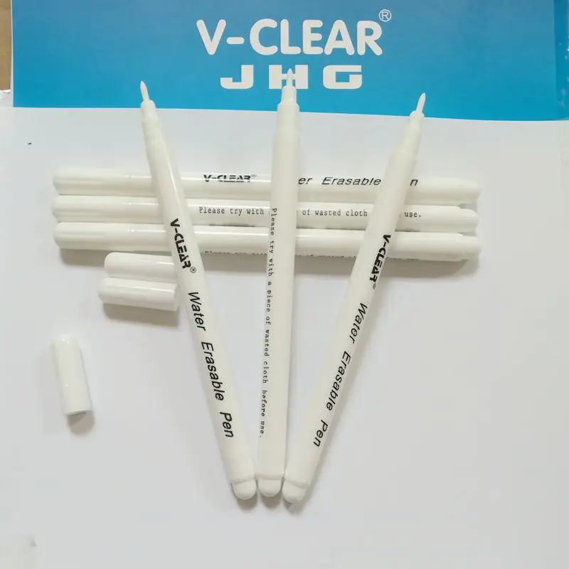 VCLEAR White Water Soluble Marker Pen for Dark Fabric Marking 6 pcs Water Erasable Marking Pen for Dark Leather Marking