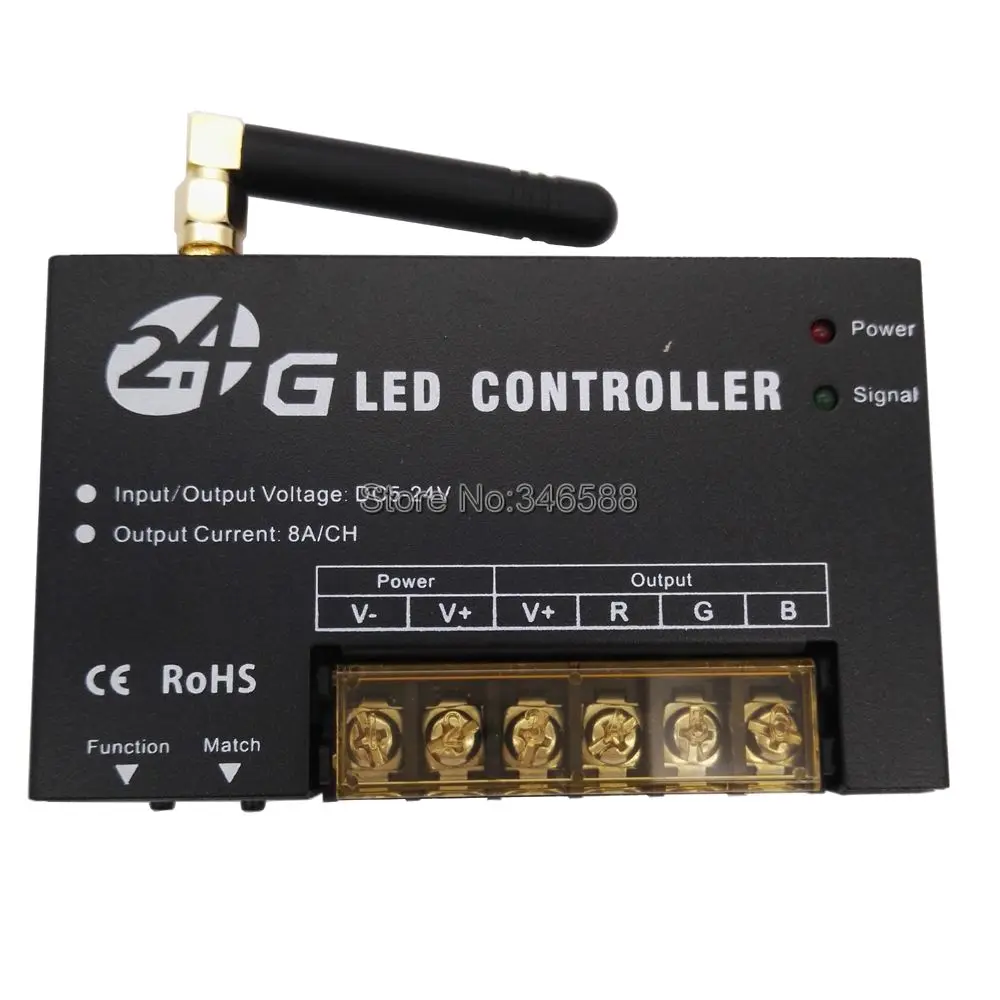 DC5-24V 8A*3CH 24A RGB LED Controller RF201 with 2.4GHz RF Touch Remote for 5050 or 3528SMD RGB LED Strips