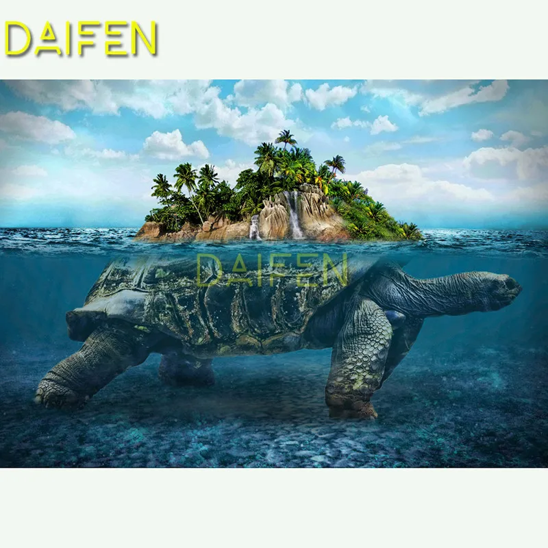 5D DIY Diamond painting Cross stitch Full Square Diamond embroidery sea turtle island tree tortoise  Full Round Diamond mosaic