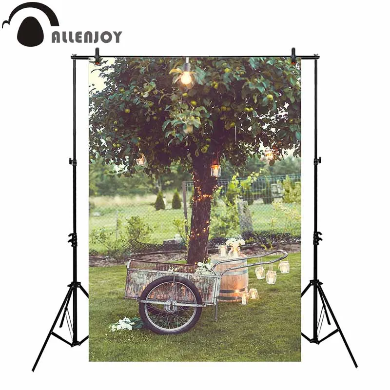 Allenjoy rustykalne tło fotografii ślubnej wózek natura drzewo tło photocall sesja zdjęciowa photobooth niestandardowe prop