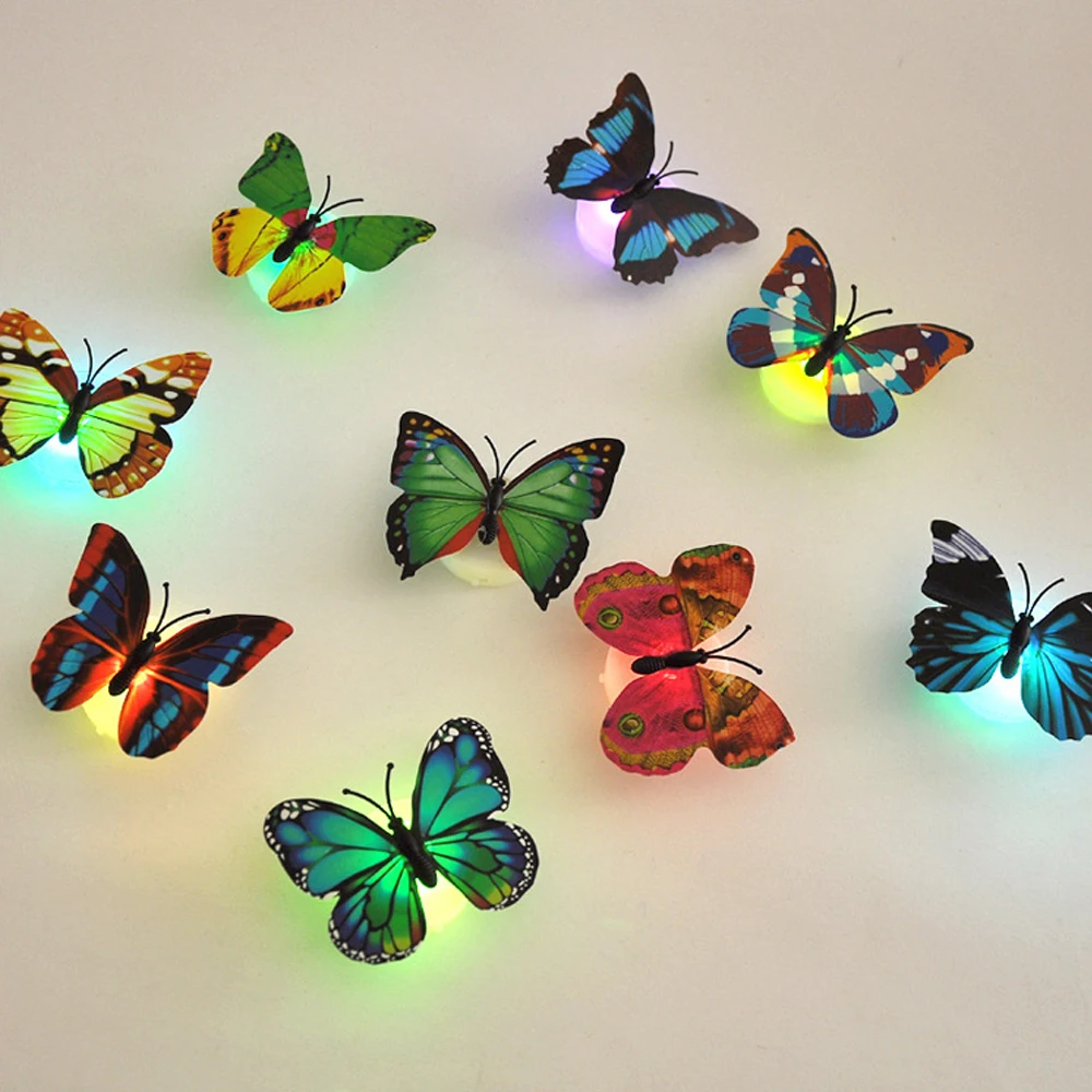 Color light Butterfly Wall Stickers easy installation night light Home living kid room Fridage bedroom decor