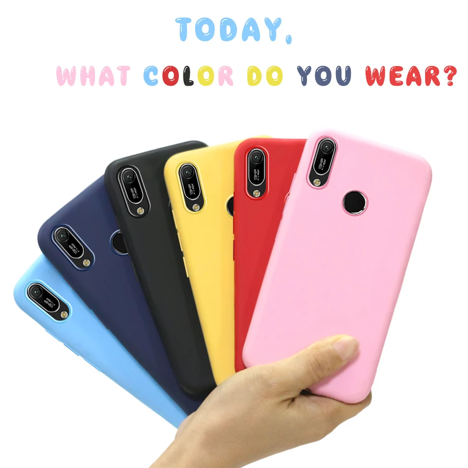 Candy Color Silicone Case For Huawei Y6 Y7 Pro Prime 2019 Y6 Y7 Y5 2018 Honor 7C 7A Pro 8A 8C 8X Play 6A Cover Phone Case Bumper