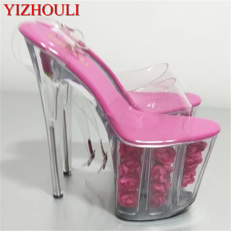 Summer rose waterproof platform 20 cm high with nightclub stage women sexy performance sandals