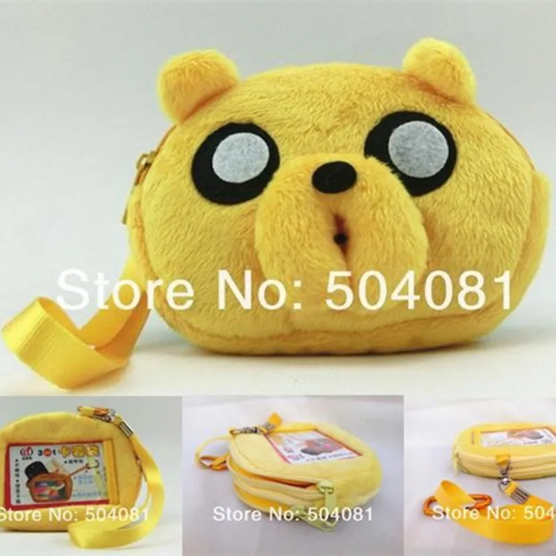 Adventure go Cartoon Plush Coin Wallets Cute Jake Finn Yellow Dog toys Anime Purse Mobile Phone Bag with Carabiner Bracelets