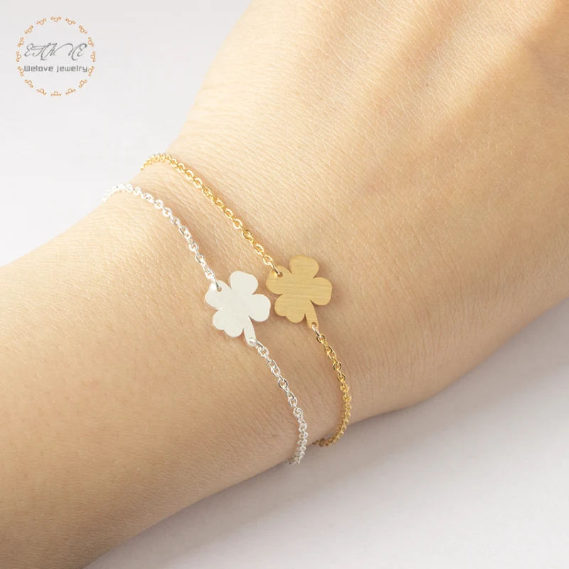 Lucky Jewelry Clover Armband Four Leaf Bracelets For Women Shamrock St. Patrick\'s Day Stainless Steel Charm Bijoux 2022