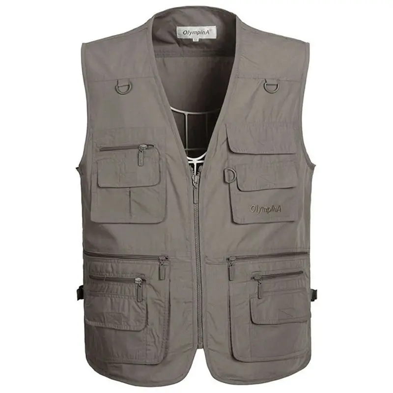 6 Colors Large Size Quick-Drying Work Vest Mens Fishing Camping Sleeveless Jacket Outdoor Male Waistcoats with Many Multi Pocket