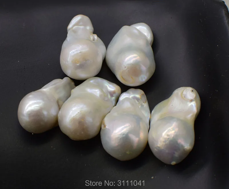 one piece  loose beads freshwater pearl reborn keshi  drop baroque half hole WHITE  FPPJ wholesale nature for DIY earrings