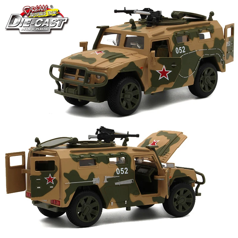 15CM 1/32 Scale Diecast Russian GAZ JMP-2 Tiger Military Model Army Car For Boys As Toys With Functions