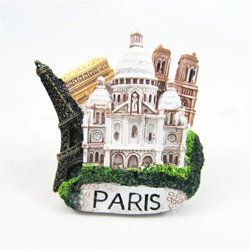 France Souvenirs Fridge Magnet PARIS Shishi Sacred Heart Cathedral Eiffel Tower Notre Dame Cathedral