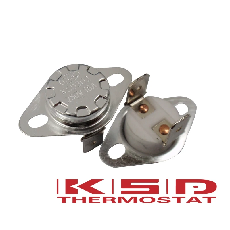 5pcs/lot KSD301/KSD302 40-130 Celsius degree 16A250V N.C. Normally Closed Ceramics Temperature Switch Thermostat  control switch