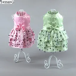 Dog Clothes Summer Pink Green Dog Harness Dress With Bow Tie Puppy Summer Clothes Dog Pet Dress Small Puppy Small Clothes XS-XL