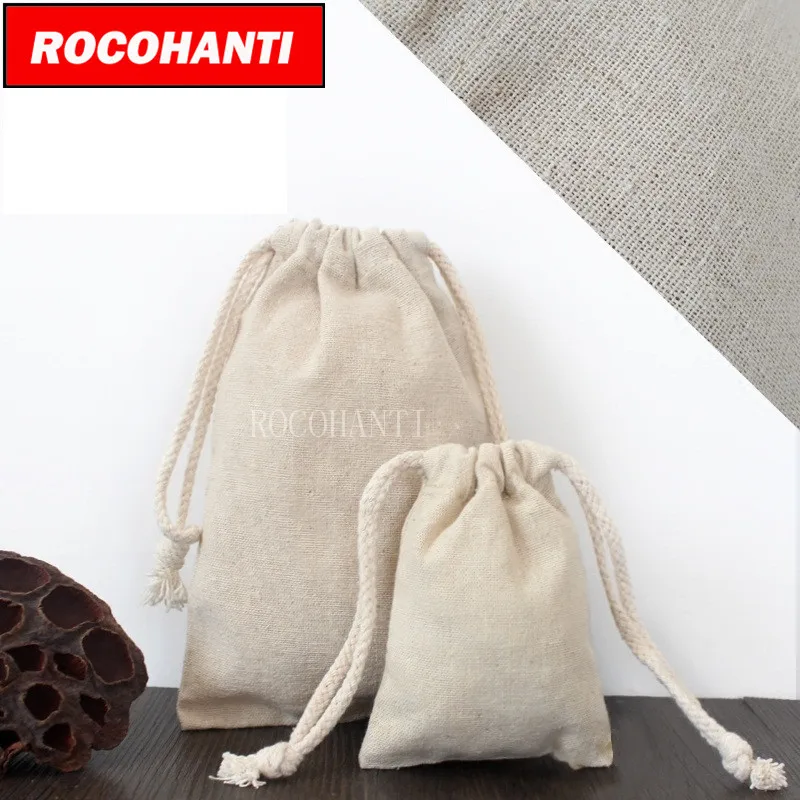 

30X Custom Order Accept Eco friendly Burlap Jute bag Cotton Linen Gift Bag with Thick Drawstring Rope for food Packaging