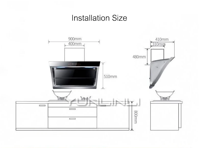 เครื่องดูดควันสเตนเลสแบบดูด180W, เครื่องดูดควันแบบดูดควัน